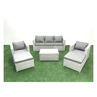 Fimous Seater Rattan Garden Furniture Set with Seater Sofa Chair Rectangular Coffee Table Big Fo