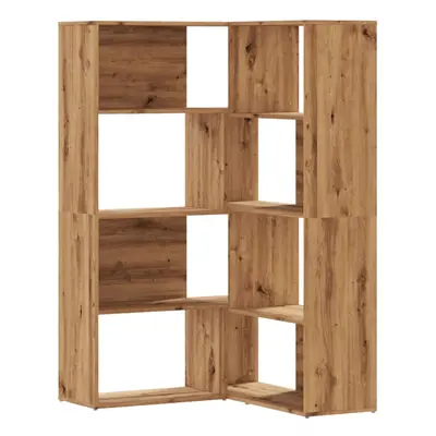 (oak) vidaXL Corner Bookcase 4-Tier Corner Bookshelf Storage Cabinet Engineered Wood