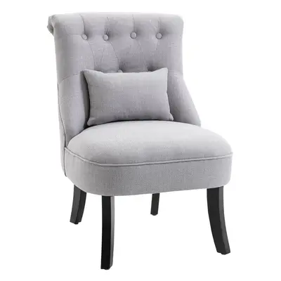 HOMCOM Fabric Single Sofa Armchair Upholstered with Pillow Wood Leg Grey