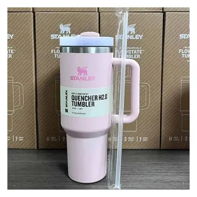 (Pink (40oz)) 40oz Stanley Quencher H2.0 Tumbler Handle Straw Insulated Bottle Cup Mug