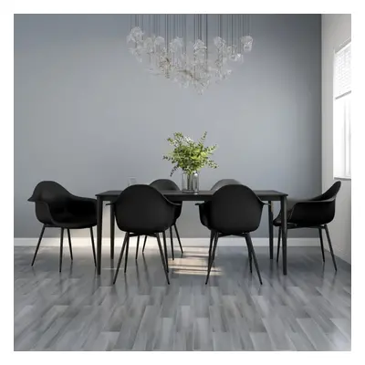 vidaXL 6x Dining Chairs Black PP Home Kitchen Modern Dinner Chair Seating Seat