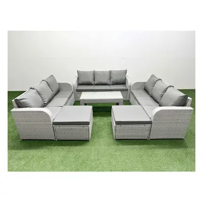 Fimous PE Rattan Lounge Sofa Set Seater Outdoor Garden Furniture Set with3 Seater Sofa Big Foots