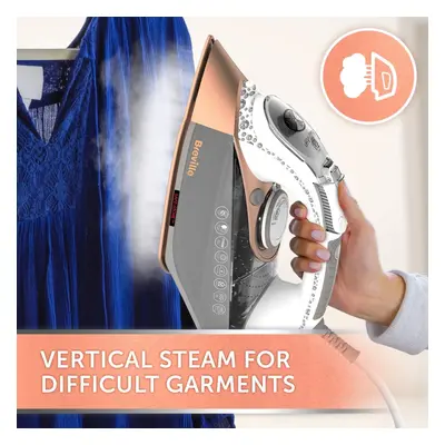 (Single, Grey & Rose Gold) DiamondXpress Steam Iron | W 200G Steam Shot Multi-Directiona Diamond