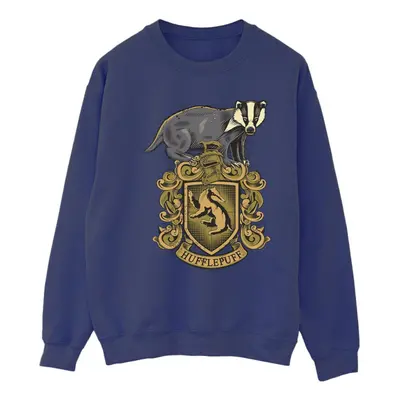 (S, Navy Blue) Harry Potter Womens/Ladies Hufflepuff Sketch Crest Sweatshirt