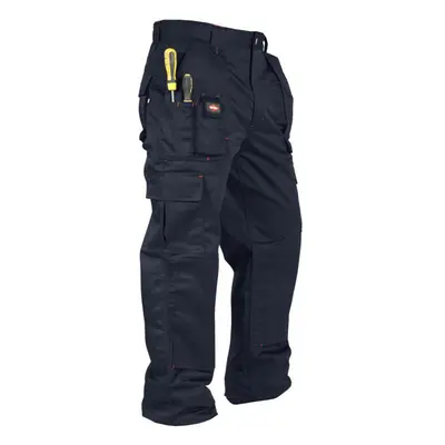 (32L, Navy Blue) Lee Cooper Mens Multi Pocket Work Trousers