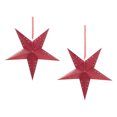 Set of Hanging Decorations Star MOTTI Paper Red cm