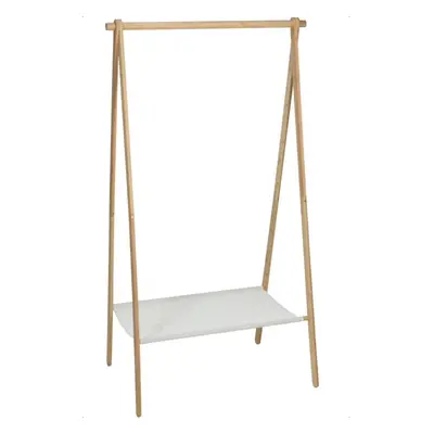 idooka Bamboo Adult Clothes Rack / Rail with Textile Shelf