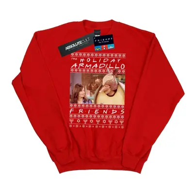 (L, Red) Friends Mens Fair Isle Holiday Armadillo Sweatshirt