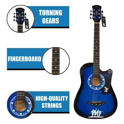 Acoustic Guitar 38" Full Size Royal Blue Acoustic Guitar Package Gift Music