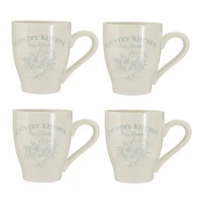 Set Of Country Kitchen Mugs, Dolomite, Cream