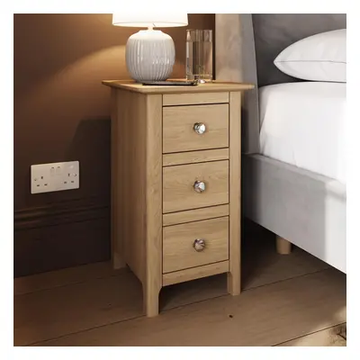 3 Drawer Bedside Table Slim Nightstand Solid Natural Oak