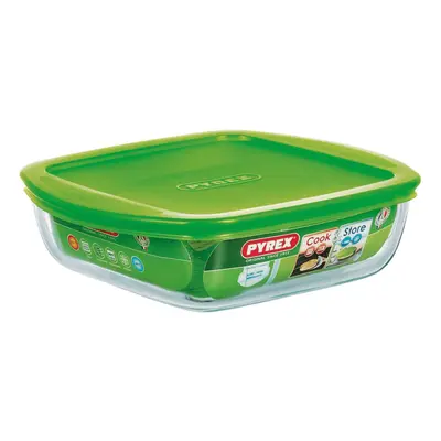 Pyrex Classic Square Glass Dish with Vented Lid 1L Green