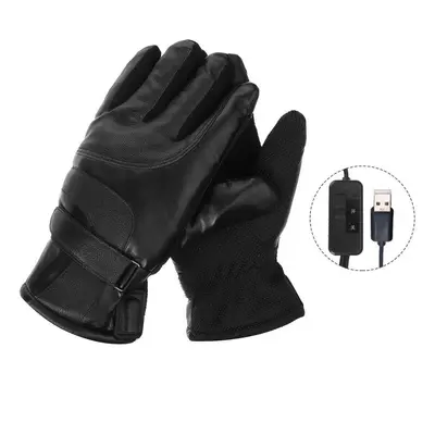 (A) Pair Winter Heated Gloves USB Rechargeable Electric Thermal Insulated Gloves for Winter Spor