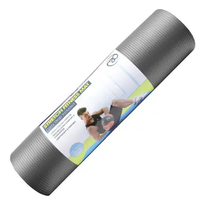 (Grey) Fitness Mad Stretch Fitness Mat Exercise Gym Workout 10mm Thick with Carry Strap