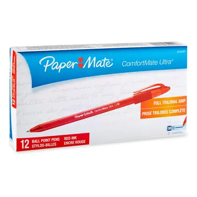 Paper Mate Stick Ballpoint Pens Medium Point Red Ink 12-Pack Pens