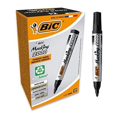 BIC Marking ECOlutions, Multi-Surface Black Permanent Markers, Ideal for School, Bullet Tip and 