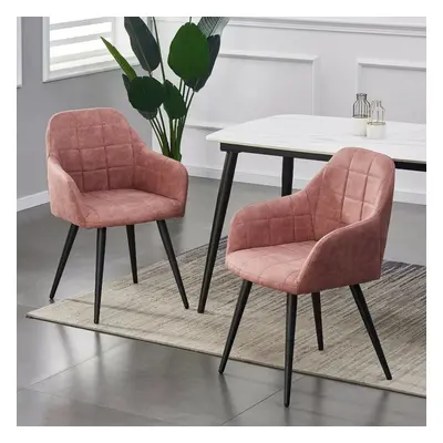 (Pink) MCC Faux Matte Suede Leather Dining Chairs | Accent Chairs home & restaurants, Adrian 2x