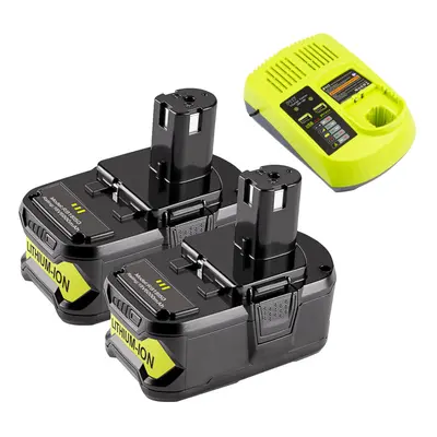 (2xBattery & 1xCharger) 6.0Ah P108 P102 Replacement for Ryobi One+ Plus Battery 18V Lithium + P1