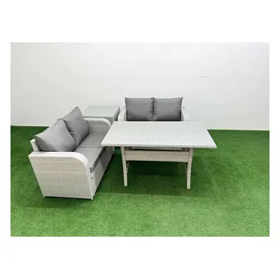 Fimous Seater Outdoor Love Sofa Set Rattan Garden Furniture Set with Rectangular Dining Table Si