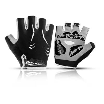 (Black, XL) Men's Nylon Outdoor Sports Cycling Breathable Dumbbell Fitness Half Finger Gloves