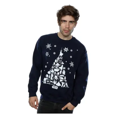 (S, Navy Blue) Star Wars Mens Christmas Tree Sweatshirt