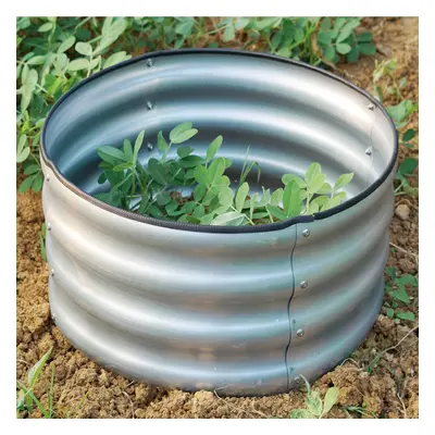 (60cm x 30cm, Round Galvanised Steel) Garden Outdoor Raised Planter Pot Steel Trough