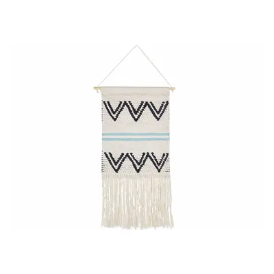 Cotton Wall Hanging with Tassels Beige and Black FAZILPUR