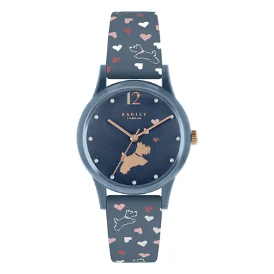 Radley Ladies Large Vintage Blue Heart Print Silicone Strap Watch