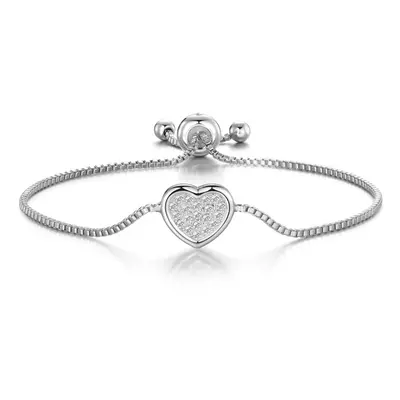 Silver Plated Pave Heart Friendship Bracelet Created with Swarovski Crystals