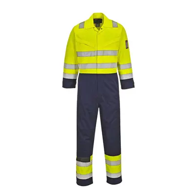 (5XL, Yellow/Navy) Portwest Unisex Adult Modaflame Hi-Vis Overalls