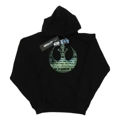 (M, Black) Star Wars Mens Rogue One I'm One With The Force Alliance Emblem Green Hoodie