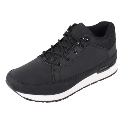 (Black, UK 11) Brave Soul Mens Mid Top Flat Trainers Lace up Boot