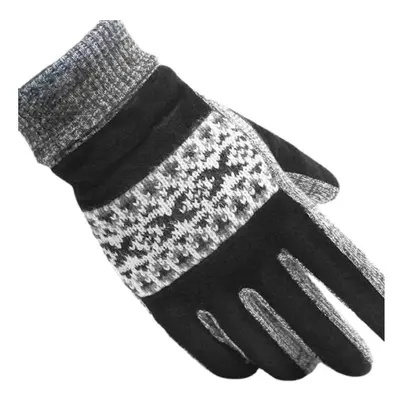 (Black Gray) Thickening Warm Leather Gloves Touch Screen For Motorcycle Cycling Skiing Skateboar