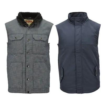 (Grey and Blue, S) LEVIS Mens Summer Sleeveless Jacket