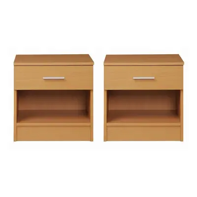 Rio Costa Beech Colour 2x Bedside Table Cabinet Bedroom Nightstand Drawer