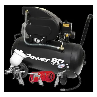 Air Compressor 50L Direct Drive 2hp with 4pc Air Accessory Kit