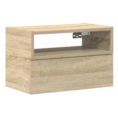 (sonoma oak, pcs) vidaXL Wall-mounted Bedside Cabinet Brown Oak 45x26x28.5 cm