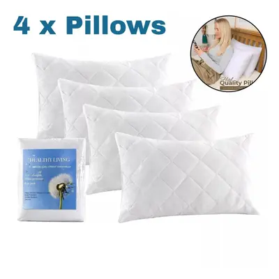 Quilted Pillows 4-Pack Soft Luxury Pattern Design Hotel Quality Pillow