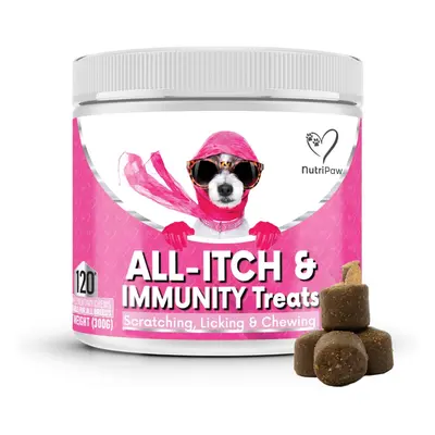 NutriPaw All-Itch Immunity Treats For Dog Soothe Itchy Paws, Eyes, Ears, Skin Stop Itching, Lick