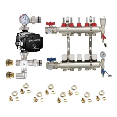 (5 PORT) Water Underfloor Heating Kit - Ports with Pump and Blending Valve Set