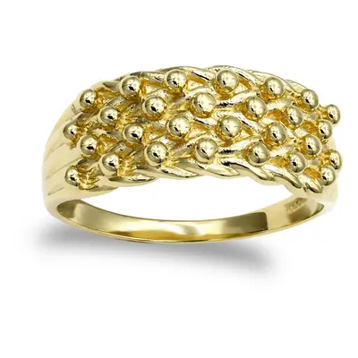 (P) Jewelco London Men's Solid 9ct Yellow Gold Row Keeper Rope Edge Ring