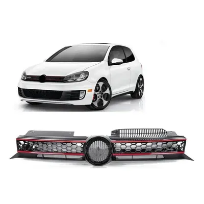 VW Golf Mk6 Front Main Centre Grille Gti Only Black With Red Slats