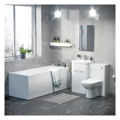 500mm Basin Vanity Unit, WC Unit, BTW Toilet & Bath Suite White