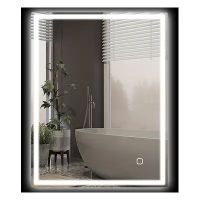 HOMCOM Illuminated Bathroom Mirror with LED Lights Colours Defogging Film