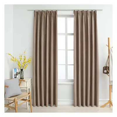 vidaXL 2x Blackout Curtains with Hooks Taupe 140x175cm Drapery Blind Drape