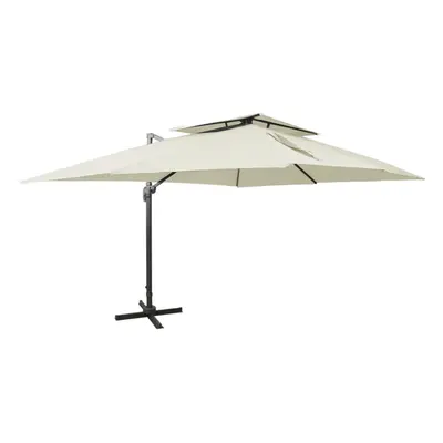 (sand, x cm) vidaXL Cantilever Umbrella with Double Top Garden Sunshade Outdoor Parasol