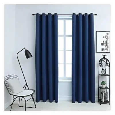 vidaXL 2x Blackout Curtains with Metal Rings Blue 140x225cm Blind Drapery