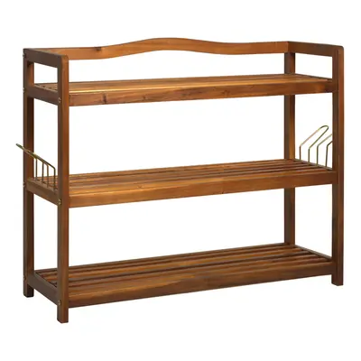 HOMCOM 3-Tier Shoe Rack Acacia Wood Shoe Storage Shelf for Entryway