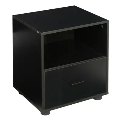 (Black, 1) Wooden Nightstands with Drawers Bedside Table