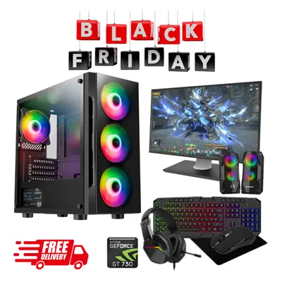 Fast Gaming PC Bundle Core i5 16GB RAM 1TB & 128GB SSD 4GB GT730 24"